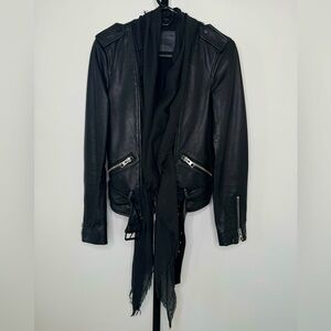 AllSaints Leather Jacket with Shawl Collar - Edgy Sophistication Meets Modern